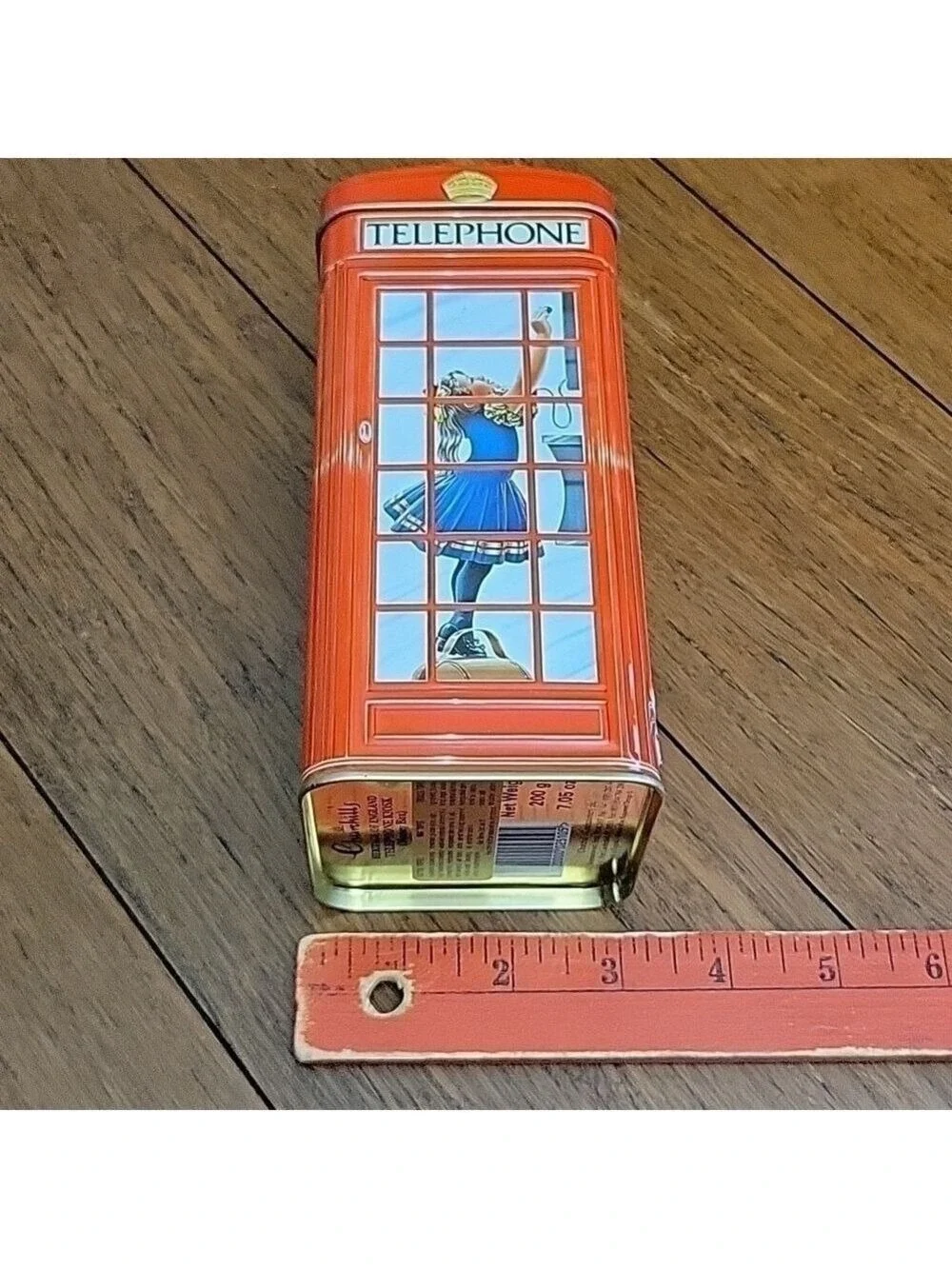 Vintage Churchill's Red Kiosk Telephone Booth Collectible Bank Tin